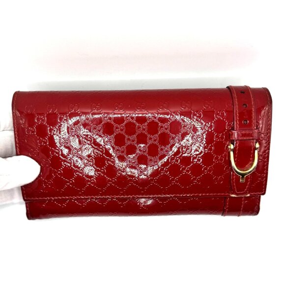 Gucci Red Patent Leather GG Nice Monogram‎ Wallet with  COA - Picture 1 of 16